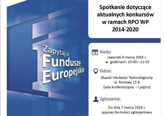 Spotkanie informacyjne w Słupsku dotyczące aktualnych konkursów w ramach RPO grafika