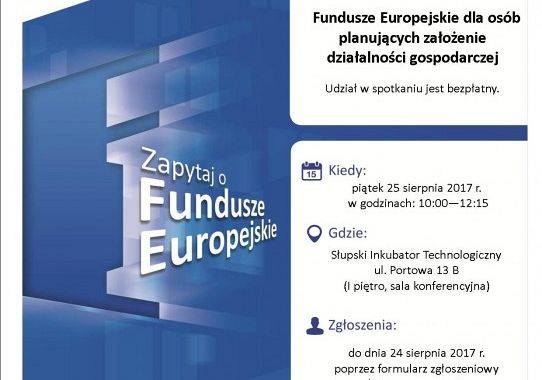 Spotkanie informacyjne „Fundusze Europejskie dla osób planujących założenie działalności gospodarczej” ​ grafika