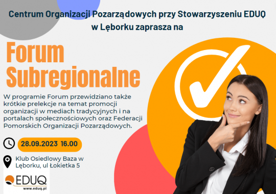 Zaproszenie na Forum Organizacji Pozarządowych Powiatu Lęborskiego.