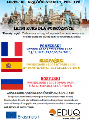 Serdecznie zapraszamy na letnie kursy językowe !