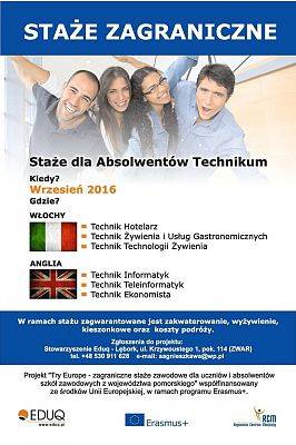 Rekrutacja uzupełniająca do projektu staży zagranicznych