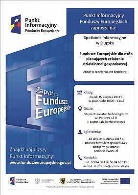Spotkanie informacyjne „Fundusze Europejskie dla osób planujących założenie działalności gospodarczej” 
