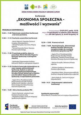 Zaproszenie na konferencję "Ekonomia społeczna - możliwości i wyzwania"