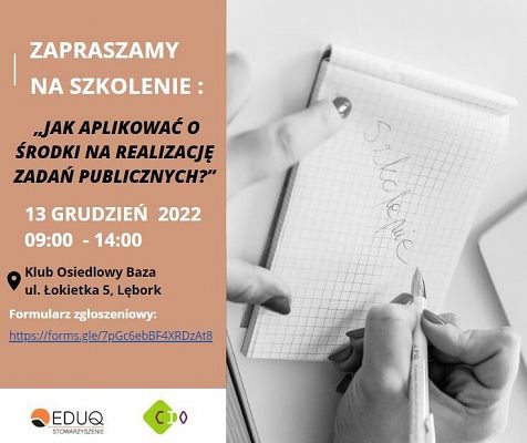 SZKOLENIE : „Jak aplikować o środki na realizację zadań publicznych?”